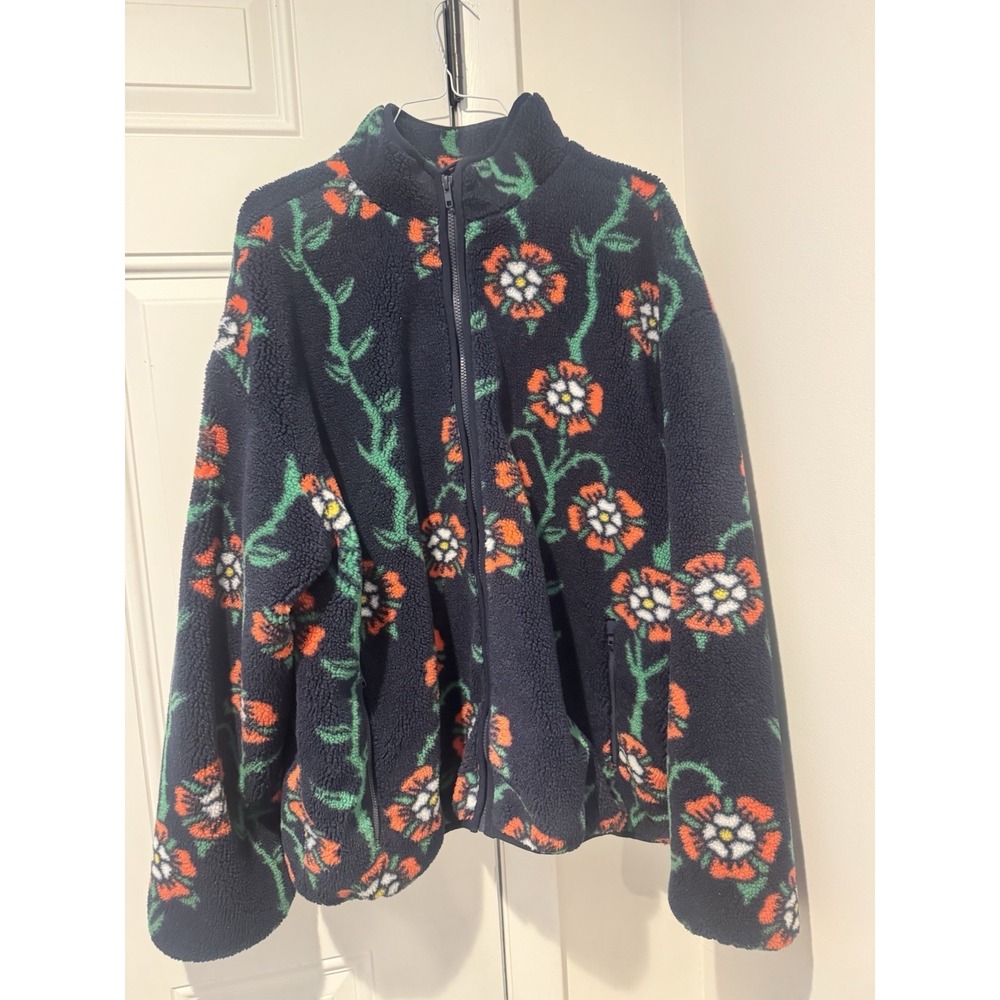 Rowing Blazer Target Sherpa Rose Print Fleece Jacket XL unisex cozy